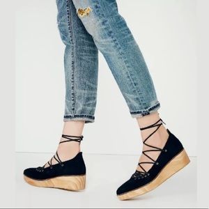 Free People Darcy Tie Wrap Platform Suede Shoes